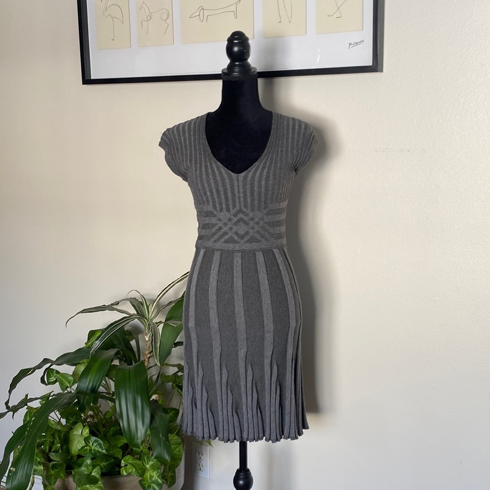 Max Studio Pleated Swing Knit Mini Dress